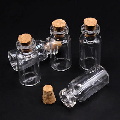 URBNLIVING 250ml 9pcs Glass Storage Bottle Jars Vials Cork Stopper Lid Kitchen Cruet Food Set
