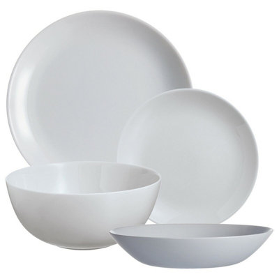 URBNLIVING 25cm Diameter 220ml 19pcs Opal Glass Grey Dinner Set