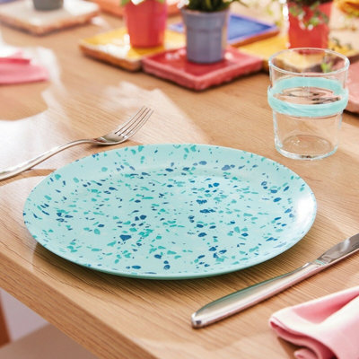 URBNLIVING 25cm Diameter Blue Set of 6 Modern Dessert Plate