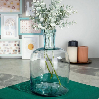 URBNLIVING 25cm Height Bottle Glass Heavy Rounded Design Flowers Arrangements Vase