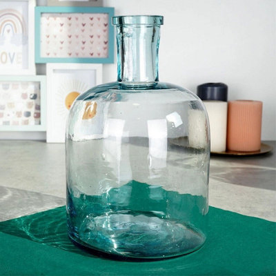 URBNLIVING 25cm Height Bottle Glass Heavy Rounded Design Flowers Arrangements Vase - 3