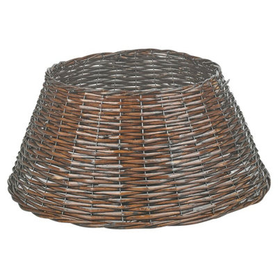 URBNLIVING 25cm Height Christmas Natural Large Willow Wicker Woven Rattan Tree Skirt Base Cover Stand Brown - 3