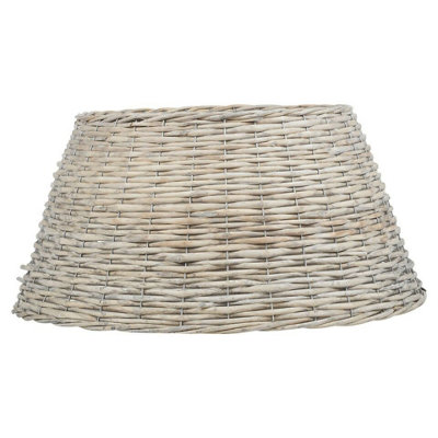 URBNLIVING 25cm Height Christmas Natural Large Willow Wicker Woven Rattan Tree Skirt Base Cover Stand White - 3