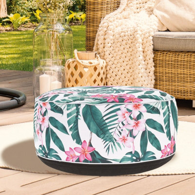 URBNLIVING 25cm Height Pink Flowers Inflatable Pouf Footstool Portable ...