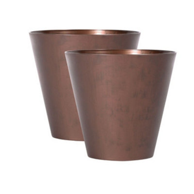 URBNLIVING 25cm Width Set of 2 Tubus Slim Corten Steel Flower Pot