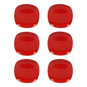 URBNLIVING 26cm Diameter Red Colour 6pcs Plastic Dinner Plates
