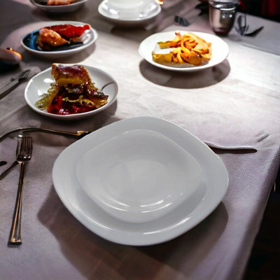 Square grey dinner set sales