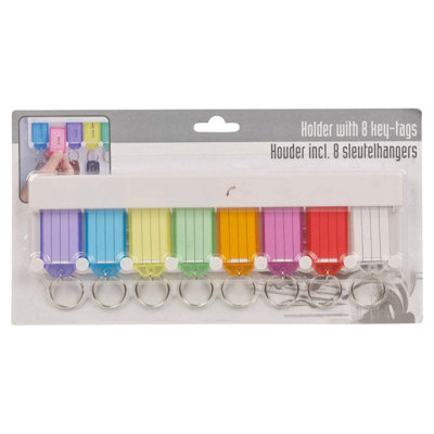 URBNLIVING 27cm Height 8Pc White Storage Multi Key Rack Holder Hanging Plastic Tags Wall Mounted