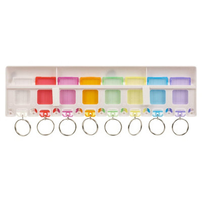 URBNLIVING 27cm Height 8Pc White Storage Multi Key Rack Holder Hanging Plastic Tags Wall Mounted