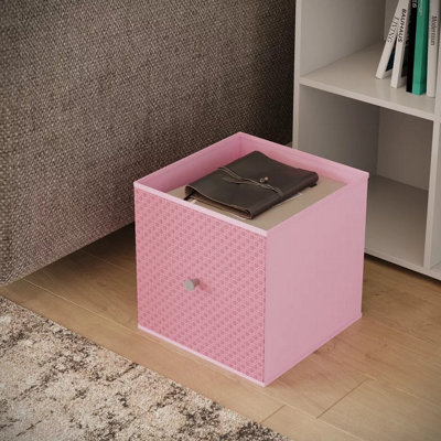 URBNLIVING 27cm Height Pastel Pink Foldable Woven Fabric Storage Cube Box Drawer Insert Organiser Basket with Handle