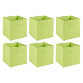 URBNLIVING 27cm Height Set Of 6 Green Collapsible Cube Storage Boxes Kids Toys Carry Handles Basket Large