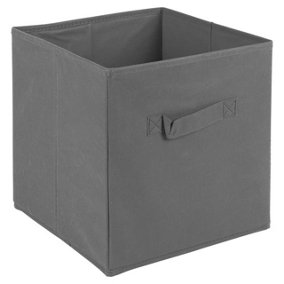 URBNLIVING 27cm Height Set Of 6 Grey Collapsible Cube Storage Boxes Kids Toys Carry Handles Basket Large
