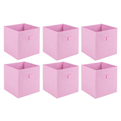 URBNLIVING 27cm Height Set Of 6 Light Pink Collapsible Cube Storage ...