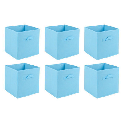 URBNLIVING 27cm Height Set Of 6 Sky Blue Collapsible Cube Storage Boxes ...