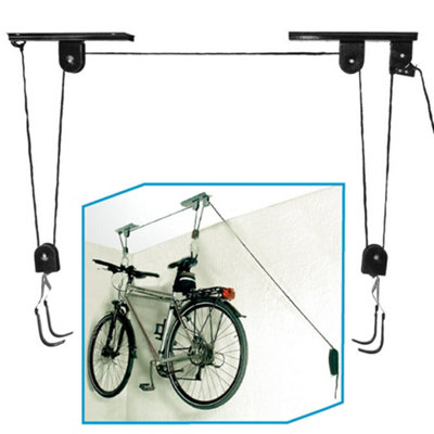 URBNLIVING 27cm Width Bike Lift Ceiling Mount Max 45Kg Bicycle Hoisting System Hanging Storage Pulley
