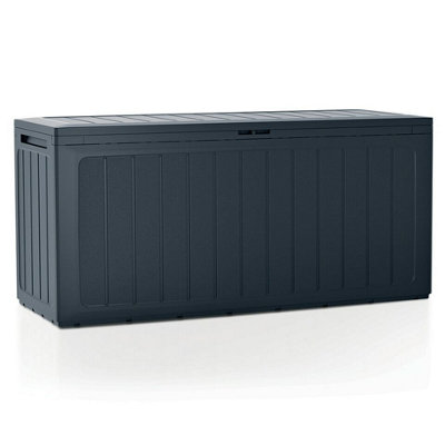 URBNLIVING 280L Large Anthracite Colour Outdoor Storage Box Garden Patio Plastic Chest Lid Container Multibox