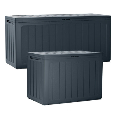 URBNLIVING 280L Large Anthracite Colour Outdoor Storage Box Garden Patio Plastic Chest Lid Container Multibox