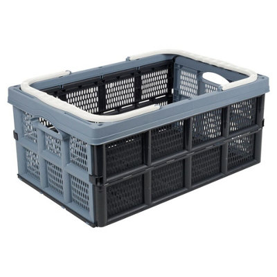 URBNLIVING 28cm Height Collapsible Folding Plastic Storage Crate Box ...