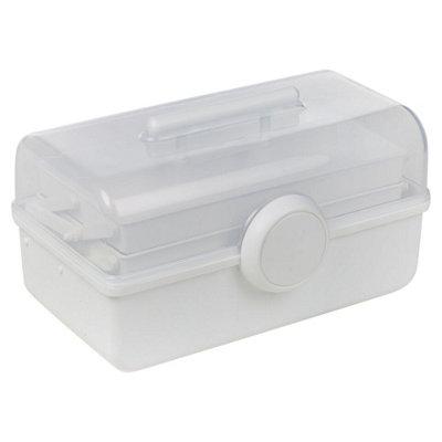 URBNLIVING 28cm Width White Plastic Sewing Craft Box 3 Tier Tray ...