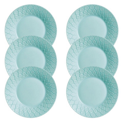 URBNLIVING 2cm Height Blue Glass Luminarc Dinnerware Dessert Plate Set of 6