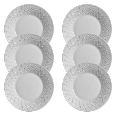 URBNLIVING 2cm Height Grey Glass Luminarc Dinnerware Dessert Plate Set of 6