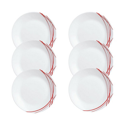 URBNLIVING 2cm Height Luminarc Arcopal Red Glass Dessert Plate Set of 6