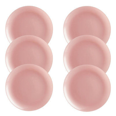 URBNLIVING 2cm Height Luminarc Translucent Opal Glass Light Pink Dessert Plate Set of 6