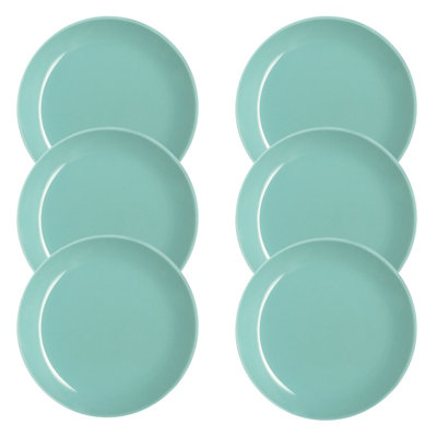 URBNLIVING 2cm Height Luminarc Translucent Opal Glass Turquoise Dessert Plate Set of 6