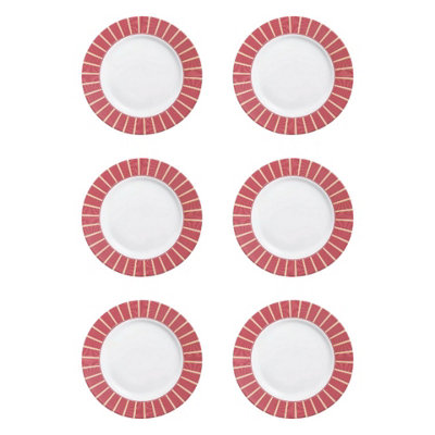 URBNLIVING 2cm Height Red Glass Christmas Dessert Plate Set of 6