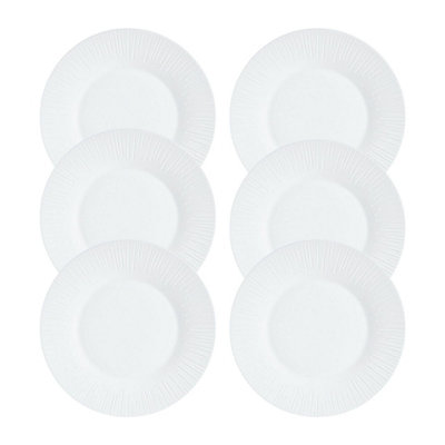 URBNLIVING 2cm Height White Opal Glass Luminarc Modern Summer Dessert Plate Set of 6