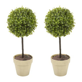 URBNLIVING 2x Potted Buxus Box Ball Plant Decorative Artificial Indoor Outdoor Garden Stone