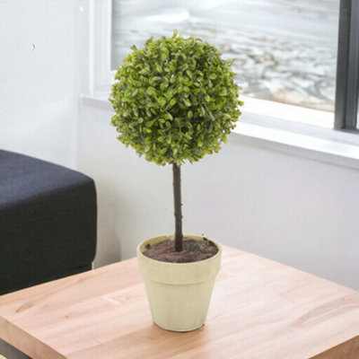 URBNLIVING 2x Potted Buxus Box Ball Plant Decorative Artificial Indoor Outdoor Garden Stone