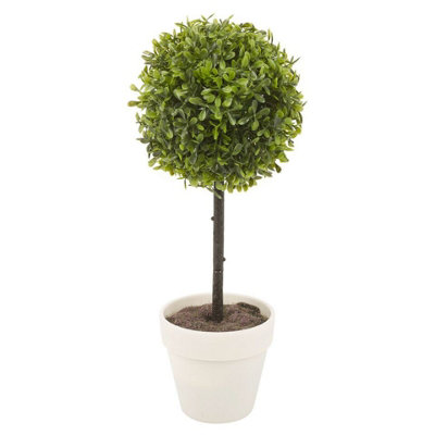 URBNLIVING 2x Potted Buxus Box Ball Plant Decorative Artificial Indoor Outdoor Garden White Pot