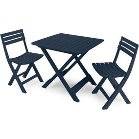 URBNLIVING 3 Pcs Anthracite Folding Table and 2 Chairs Set Outdoor BBQ Barbecue Picnic Garden Camping Hiking