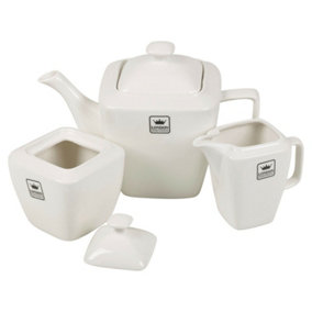 URBNLIVING 3 PCS Traditional Porcelain Coffee Set Tea Pot Milk Jug Sugar Bowl 1L