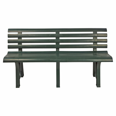 URBNLIVING 3 Seater Classic Garden Plastic Bench Outdoor Patio Deck Picnic Furniture 1.45m(Width), Green