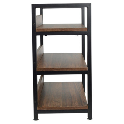 URBNLIVING 3 Tier Oak Metal & Wood Shelf Shoe Multi Purpose Storage Display Racking Unit - 4