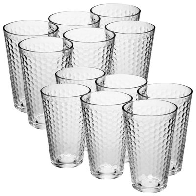 URBNLIVING 300ml 12 Pcs Milano Drinking Patterned Cup Water Juice Cocktail Tumbler Glassware Sets