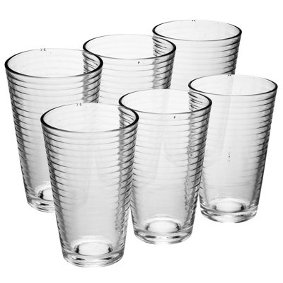 URBNLIVING 300ml 6 Pcs London Drinking Patterned Cup Water Juice Cocktail Tumbler Glassware Sets