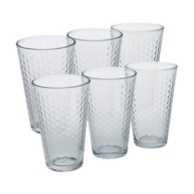 URBNLIVING 300ml 6pcs Slim Spotty Transparent Dishwasher Safe Drinking Glasses