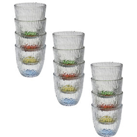 URBNLIVING 300ml Coloured Base Crystal Design Dishwasher Safe Drinking Glasses 12pcs