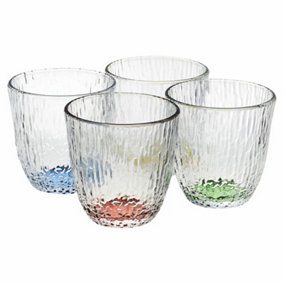 URBNLIVING 300ml Coloured Base Crystal Design Dishwasher Safe Drinking Glasses 4pcs