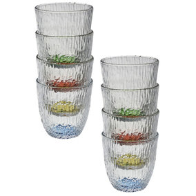 URBNLIVING 300ml Coloured Base Crystal Design Dishwasher Safe Drinking Glasses 8pcs