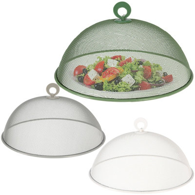 URBNLIVING 30cm Diameter 3Pcs Large Round Metal Mesh Food Cover Cake ...