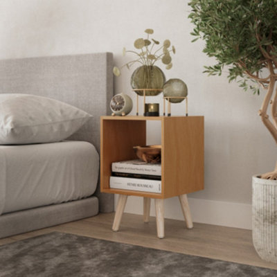 URBNLIVING 30cm Height Beech Wooden Storage Cube Bookcase Scandinavian Style Pine Legs Living Room Bedroom