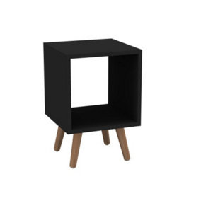 URBNLIVING 30cm Height Cube Black Wooden Storage Cube Bookcase Scandinavian Style Beech Legs Living Room Bedroom