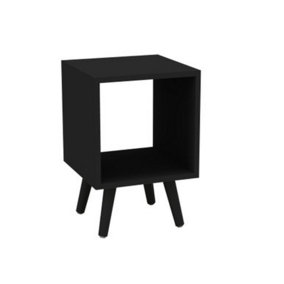 URBNLIVING 30cm Height Cube Black Wooden Storage Cube Bookcase Scandinavian Style Black Legs Living Room Bedroom