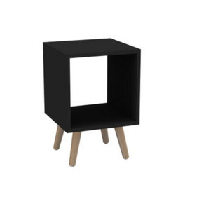URBNLIVING 30cm Height Cube Black Wooden Storage Cube Bookcase Scandinavian Style Pine Legs Living Room Bedroom