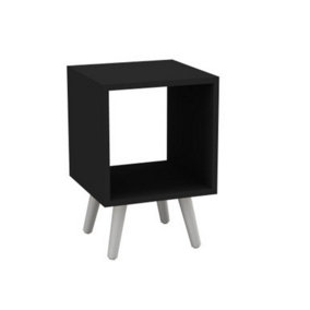 URBNLIVING 30cm Height Cube Black Wooden Storage Cube Bookcase Scandinavian Style White Legs Living Room Bedroom
