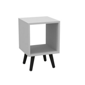 URBNLIVING 30cm Height Cube White Wooden Storage Bookcase Scandinavian Style Black Legs Living Room